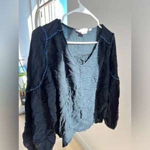 Black blouse, crotchet border